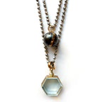 vintage locket pearl pyrite necklace