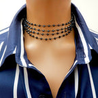 my long dainty blue pyrite necklace