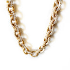 chunky metal and pearl chain necklace