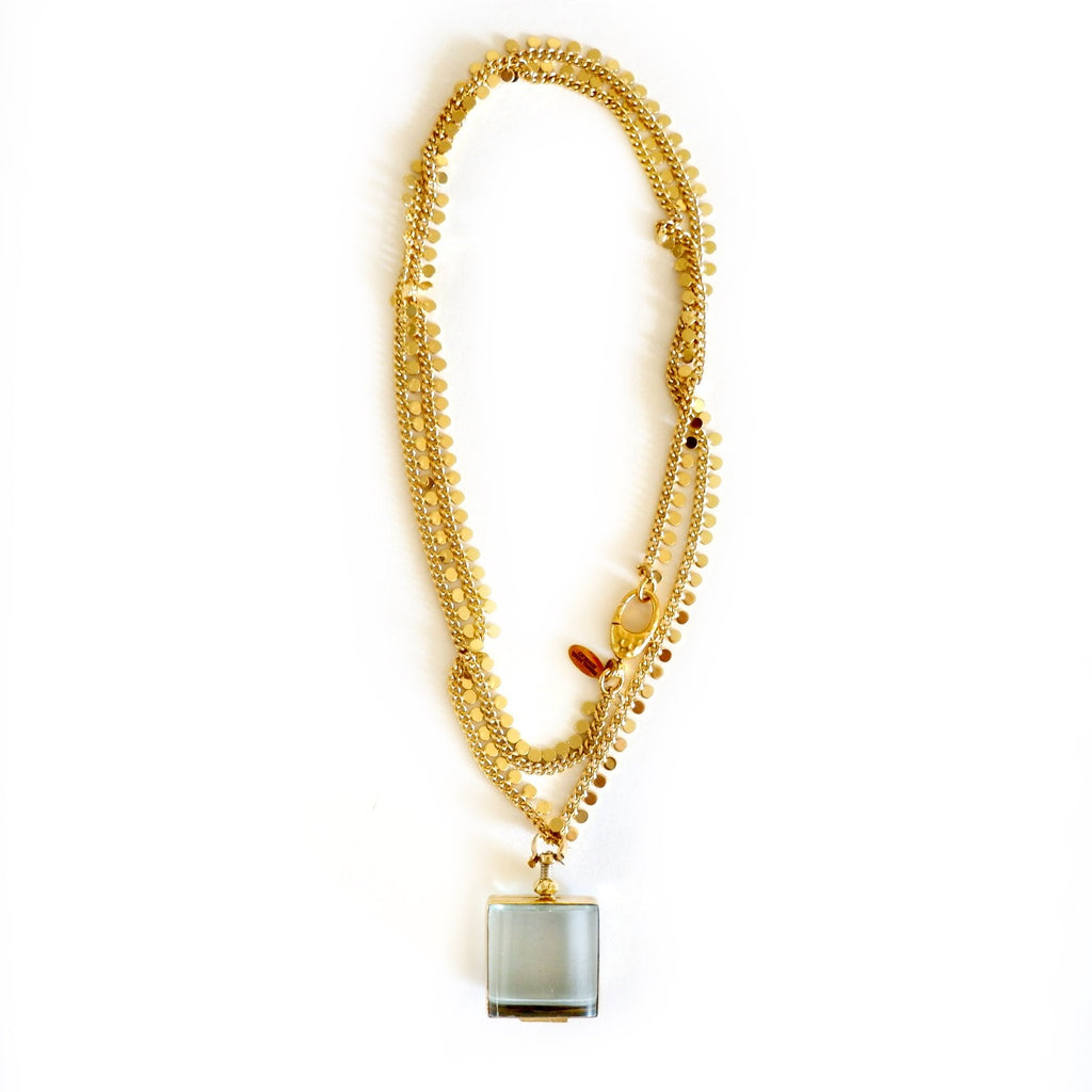 vintage square locket necklace