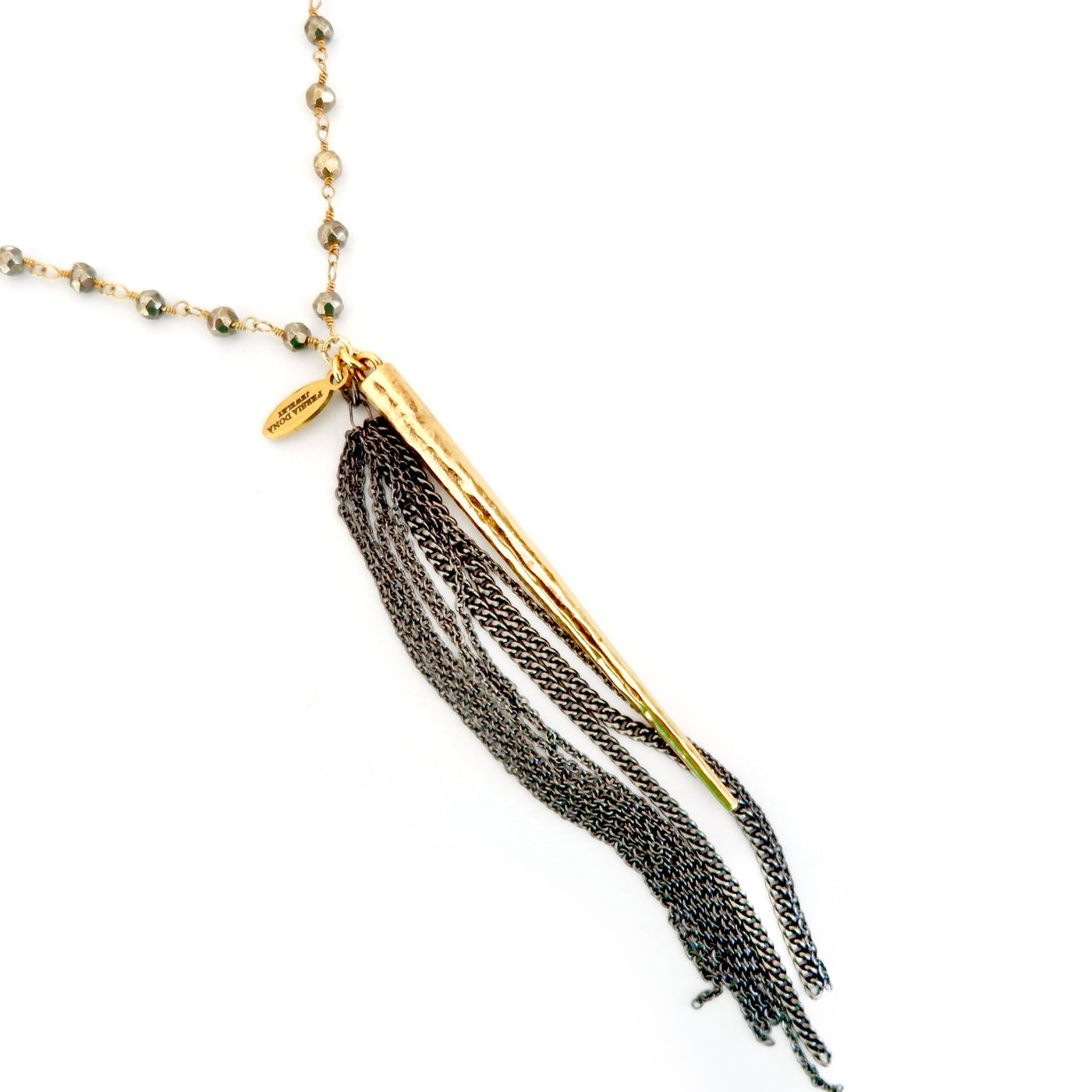 spike and chains pyrite necklace