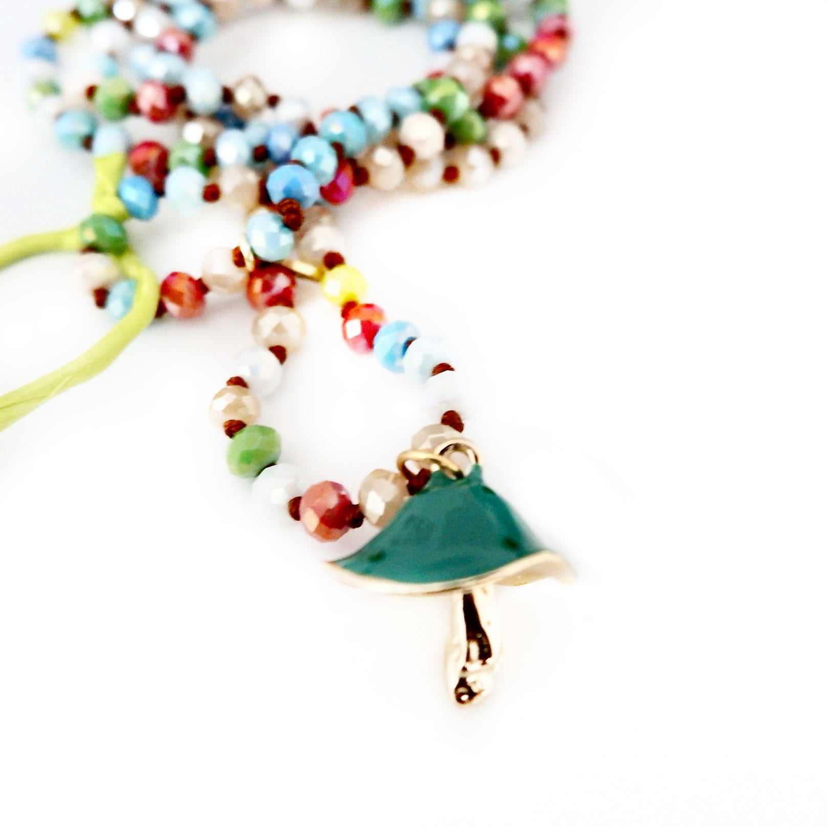 colorful gemstone mushroom necklace