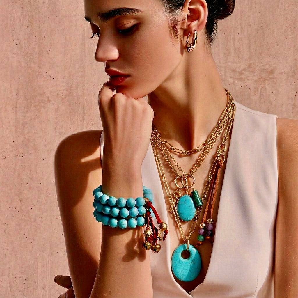 chunky turquoise mountain bracelet