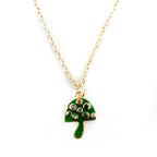 enamel gemstone mushroom necklace