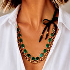 raw emerald x vintage chain necklace