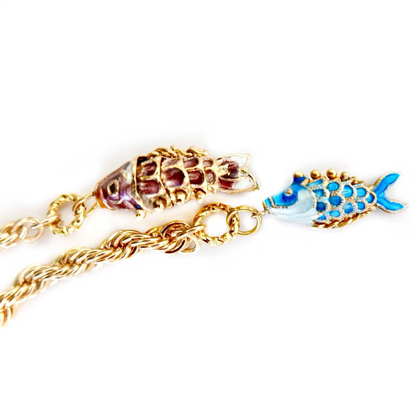 double fish knotted chain necklace