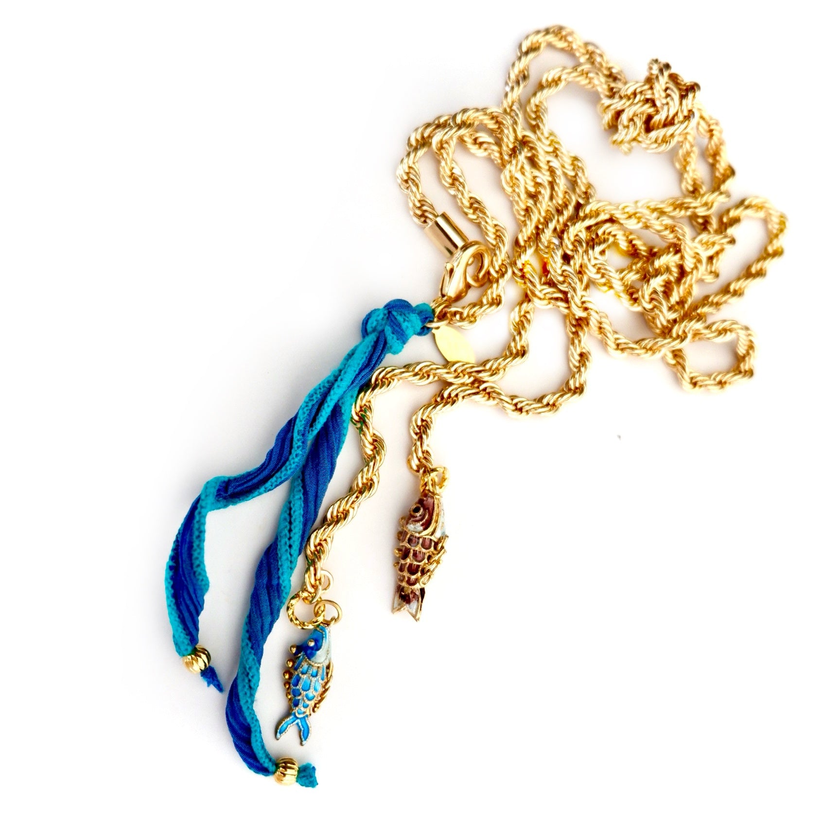 double fish knotted chain necklace