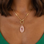 rose quartz pendant vintage chain necklace