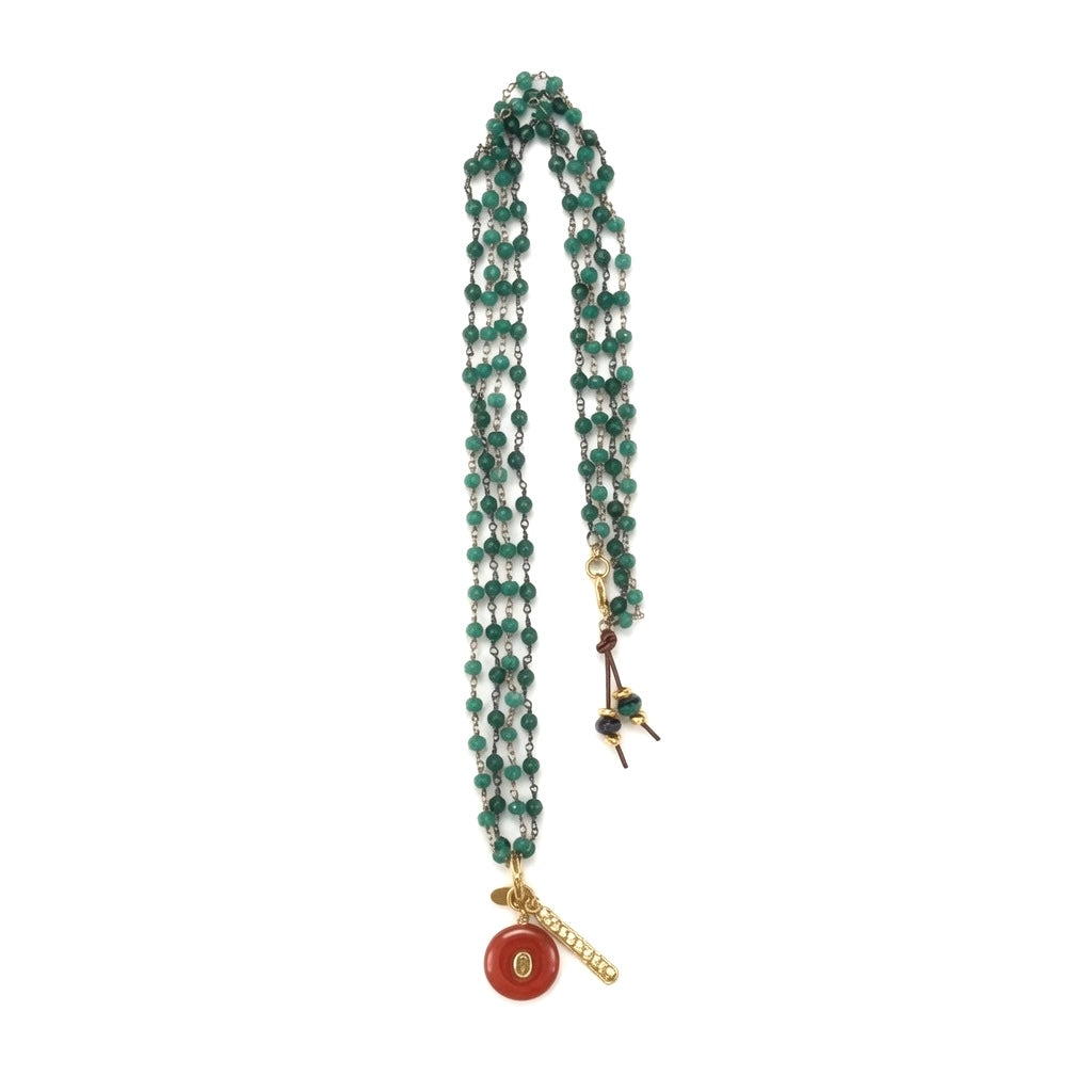 green onyx x carnelian gems necklace