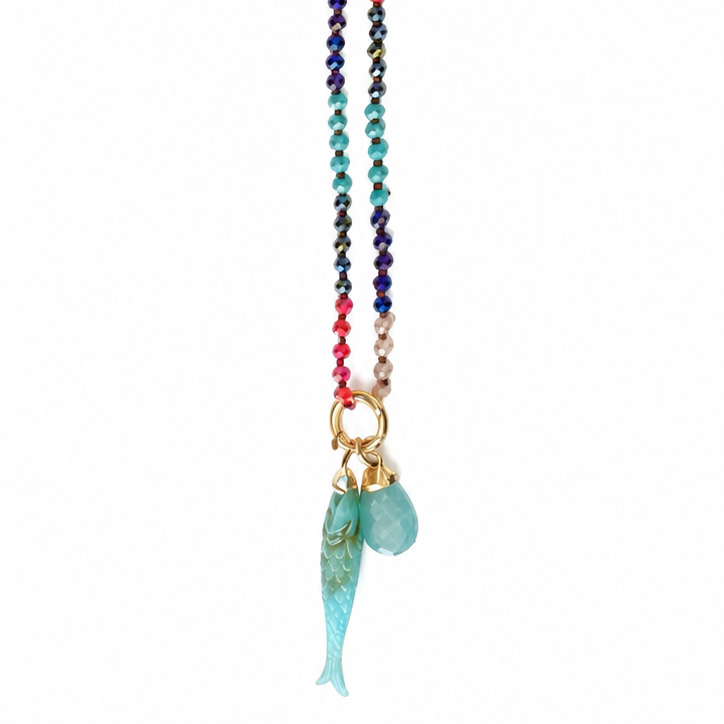 rainbow gems x fish necklace