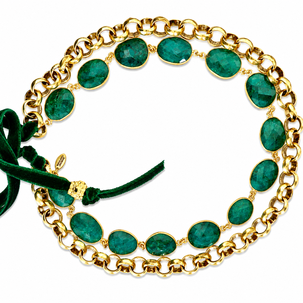 raw emerald x vintage chain necklace