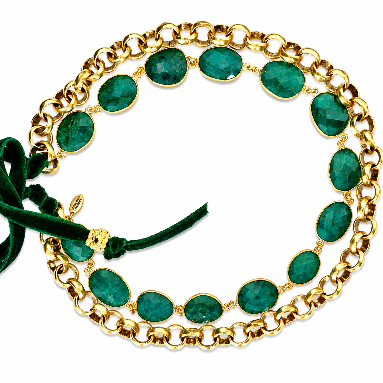 raw emerald x vintage chain necklace