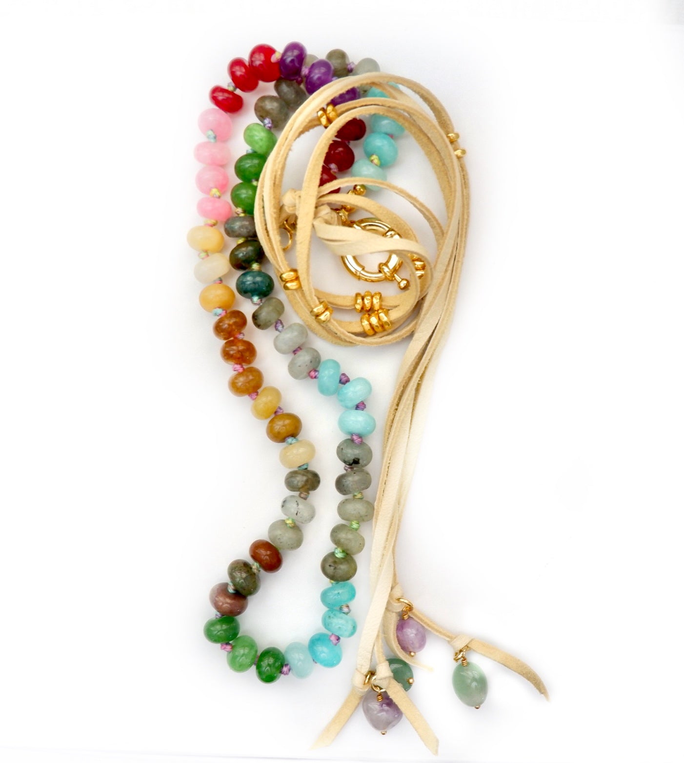 boho rainbow gemstone necklace