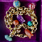 vintage chain rainbow gemstones necklace