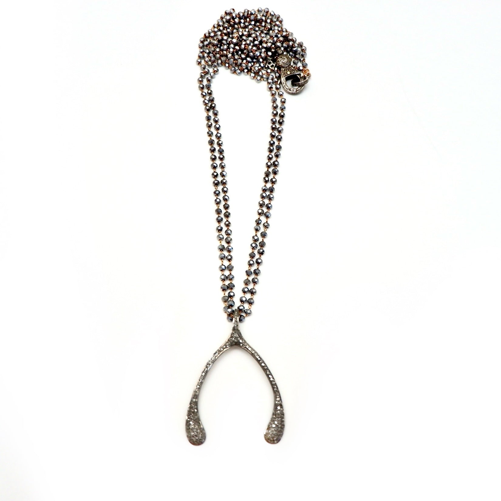 pave diamond wishbone necklace