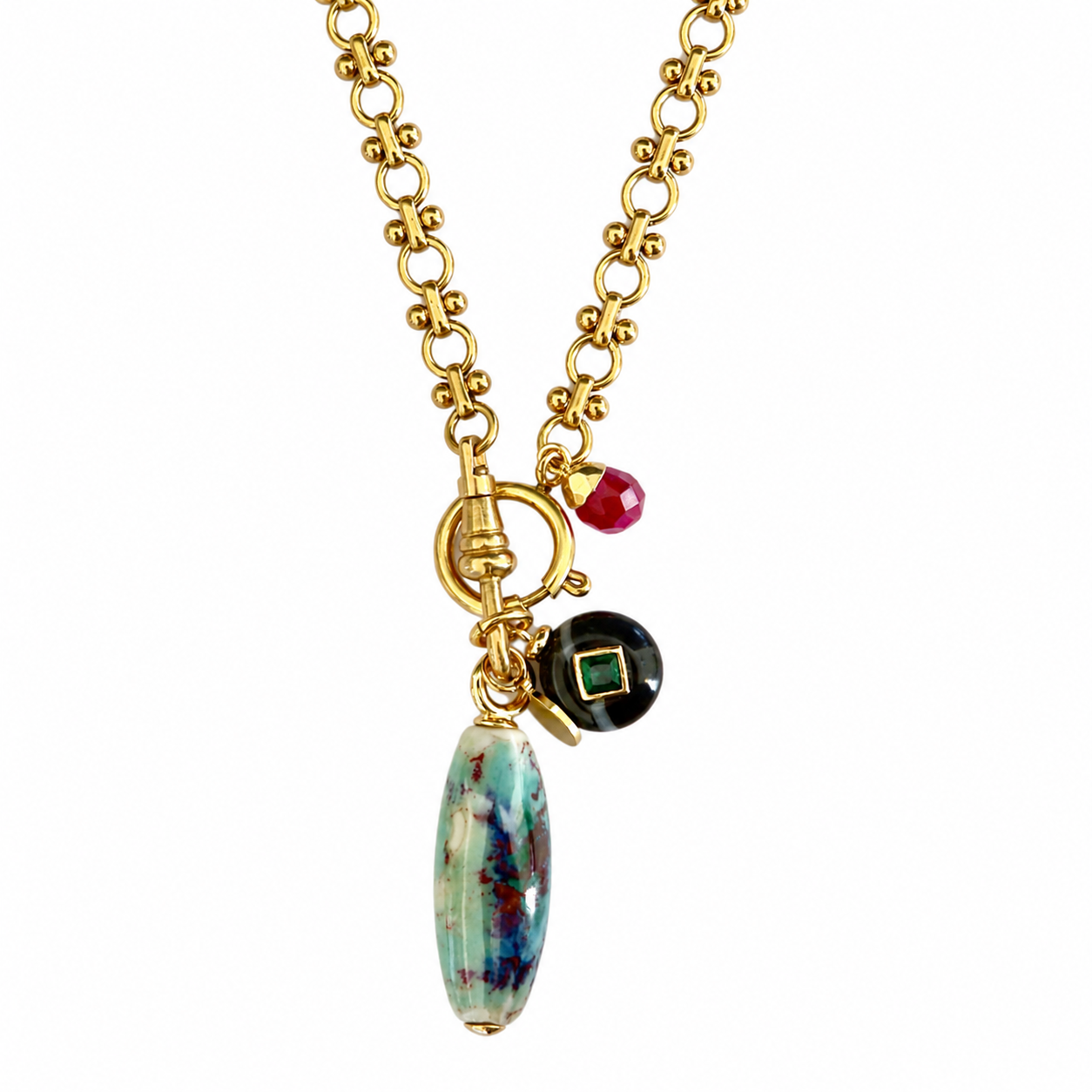 exotic gemstones x vintage chain necklace