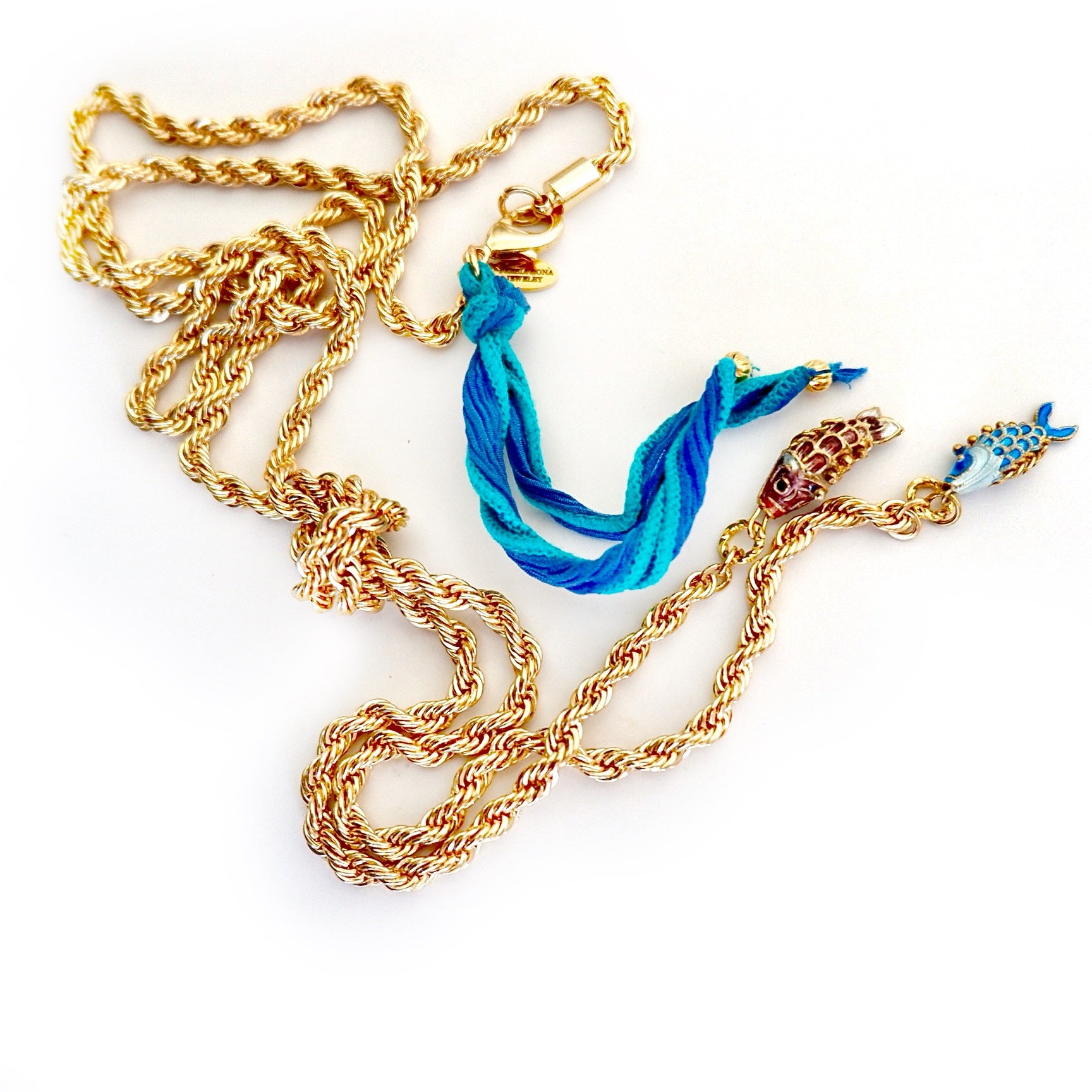 double fish knotted chain necklace