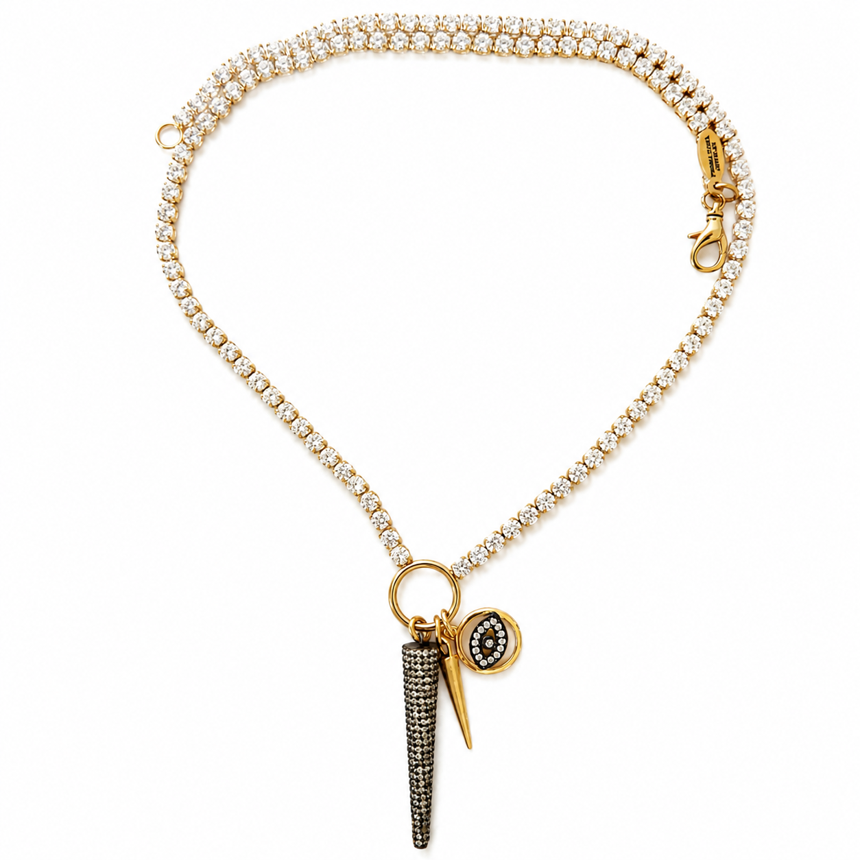 tennis chain x spike charm necklace