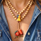 sandalwood x corals mala necklace