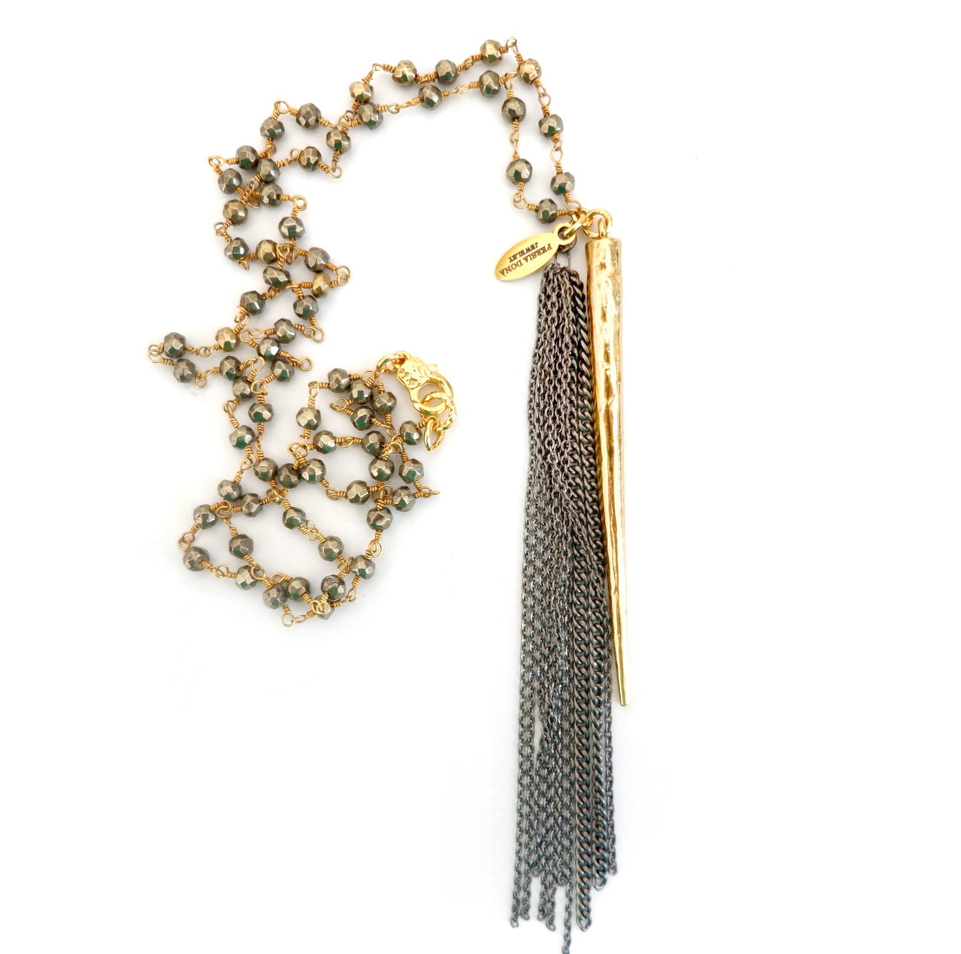 spike and chains pyrite necklace