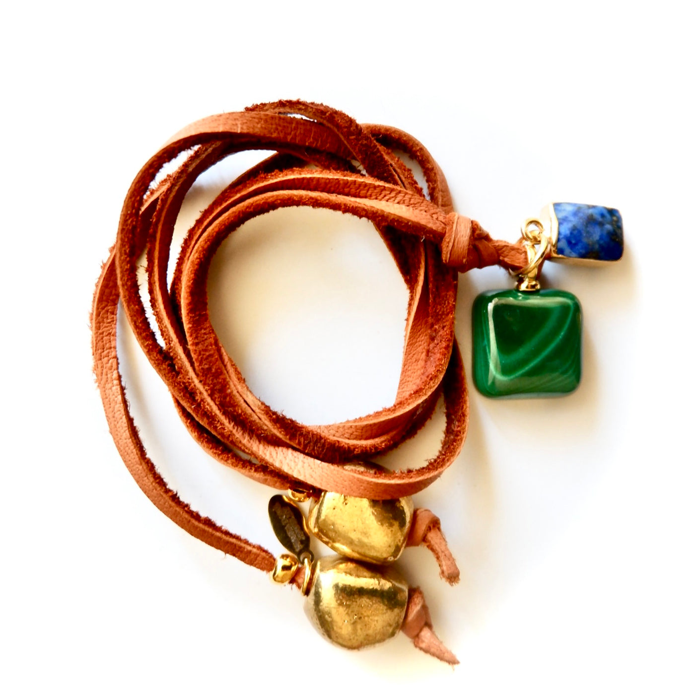 malachite and lapis leather choker