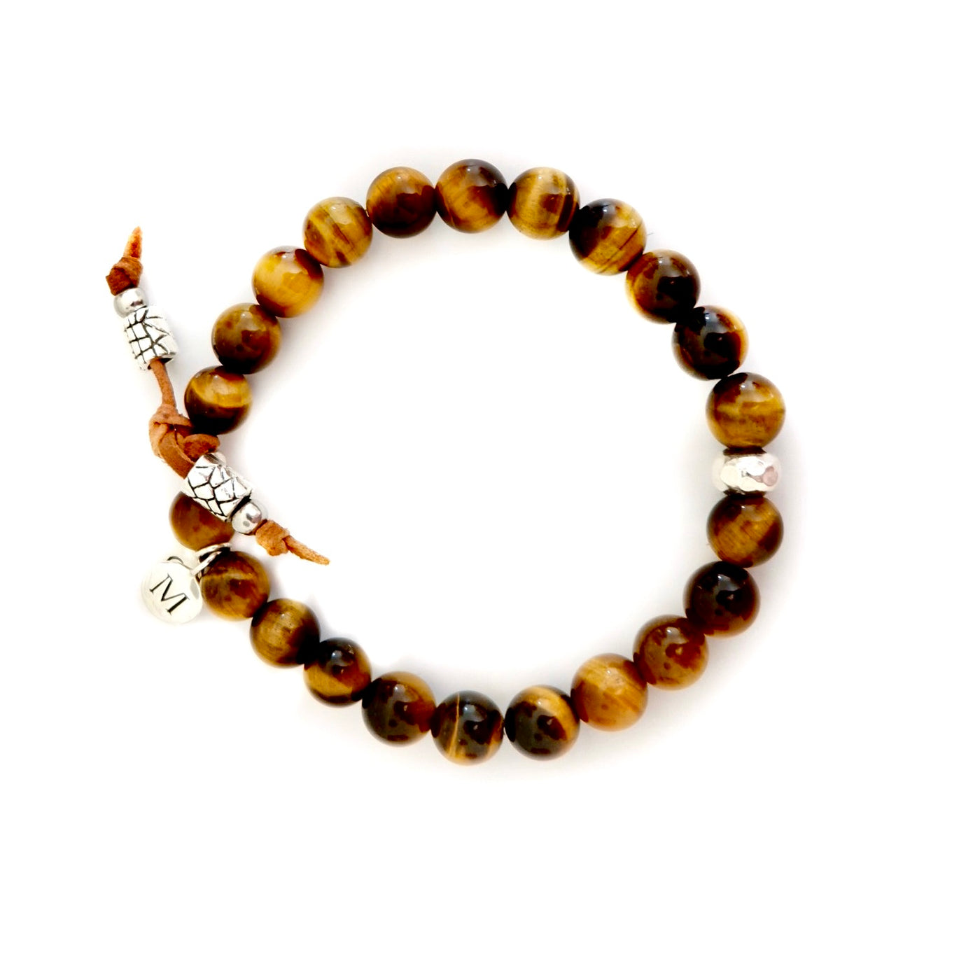 tigers eye initial mens bracelet