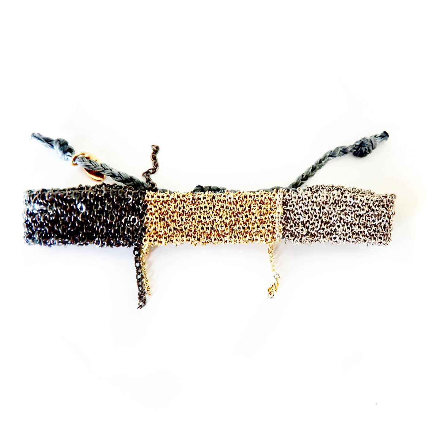 tri color adjustable chains bracelet