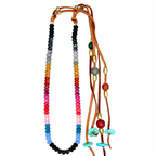 Rainbow gems x leather necklace