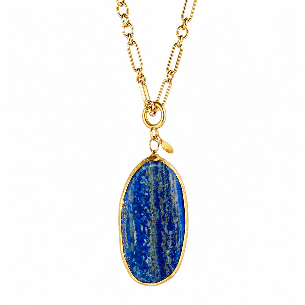 lapis lazuli x vintage chain necklace