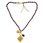 vintage garnet x vintage locket  necklace