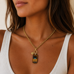 tigers eye x vintage chain necklace