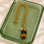 tigers eye x vintage chain necklace