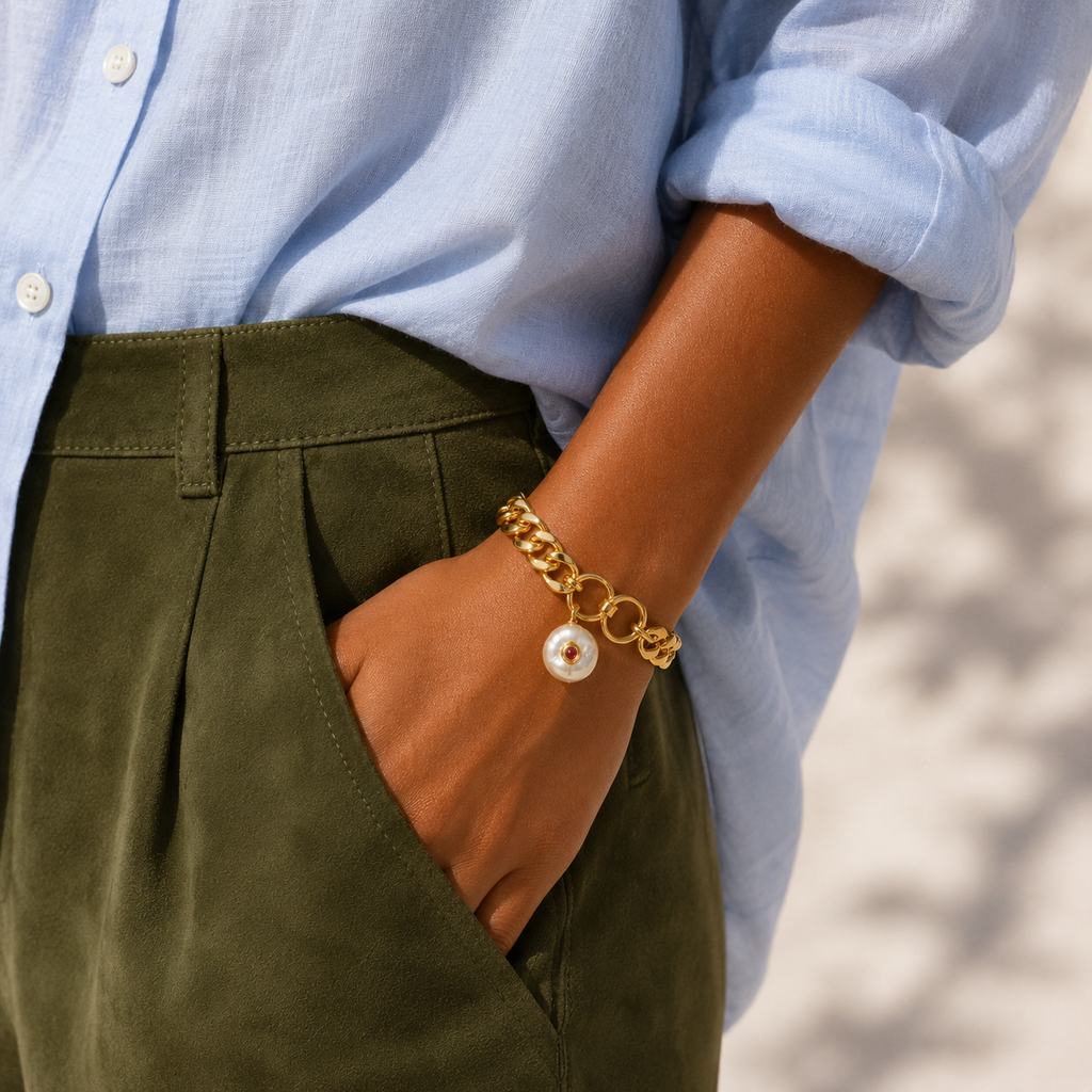 pearl x cubano chain bracelet