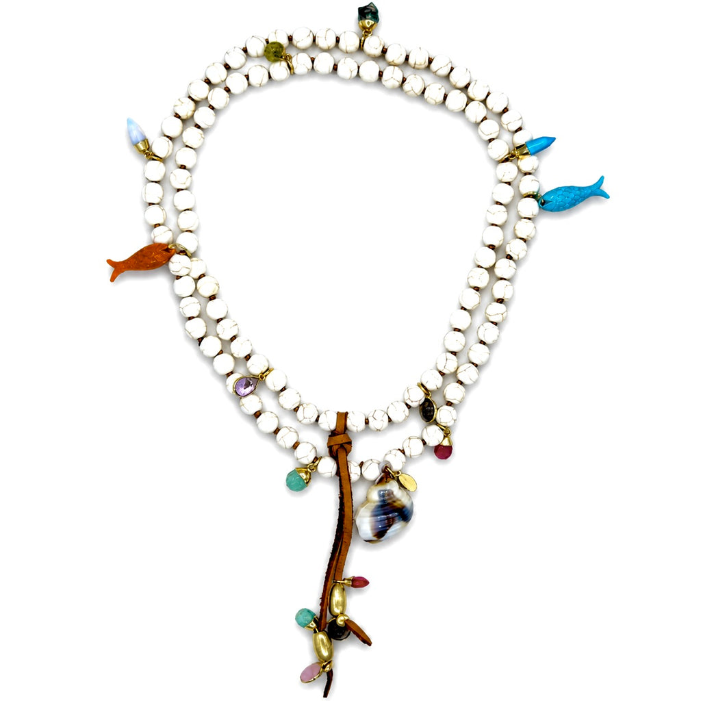 mykonos riverstone x fish necklace