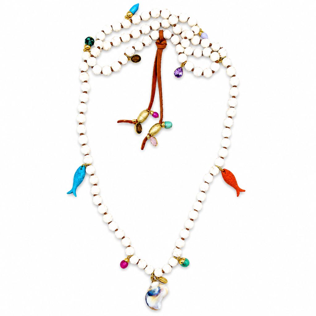 mykonos riverstone x fish necklace