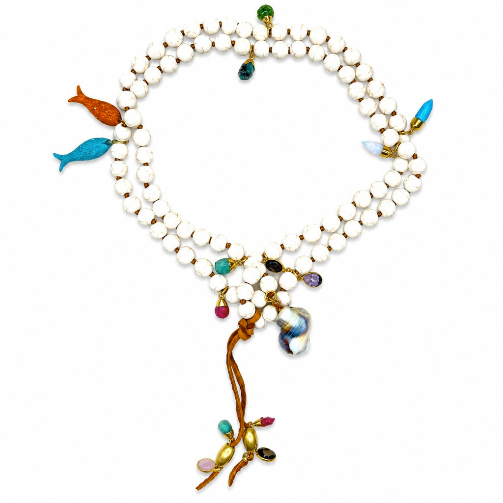 mykonos riverstone x fish necklace