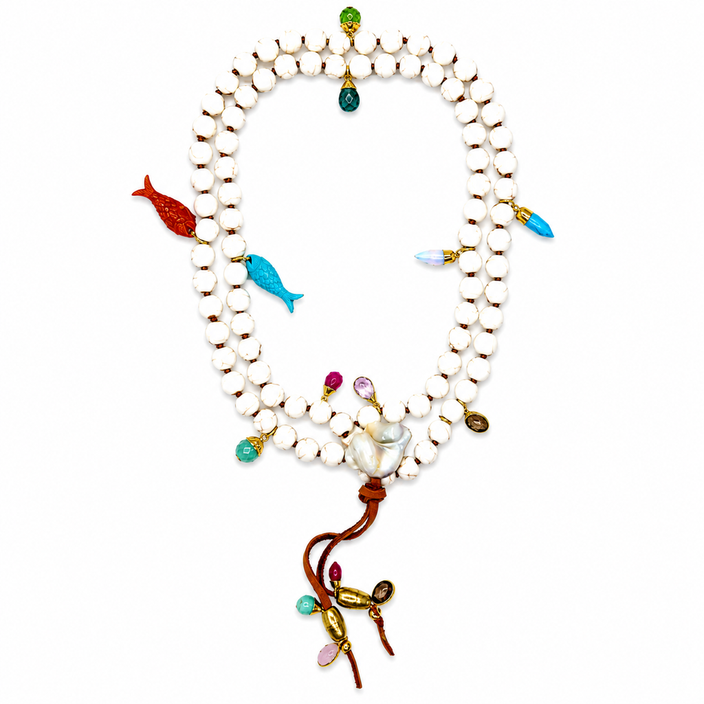 mykonos riverstone x fish necklace