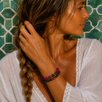 fuchsia x green velvet bracelet