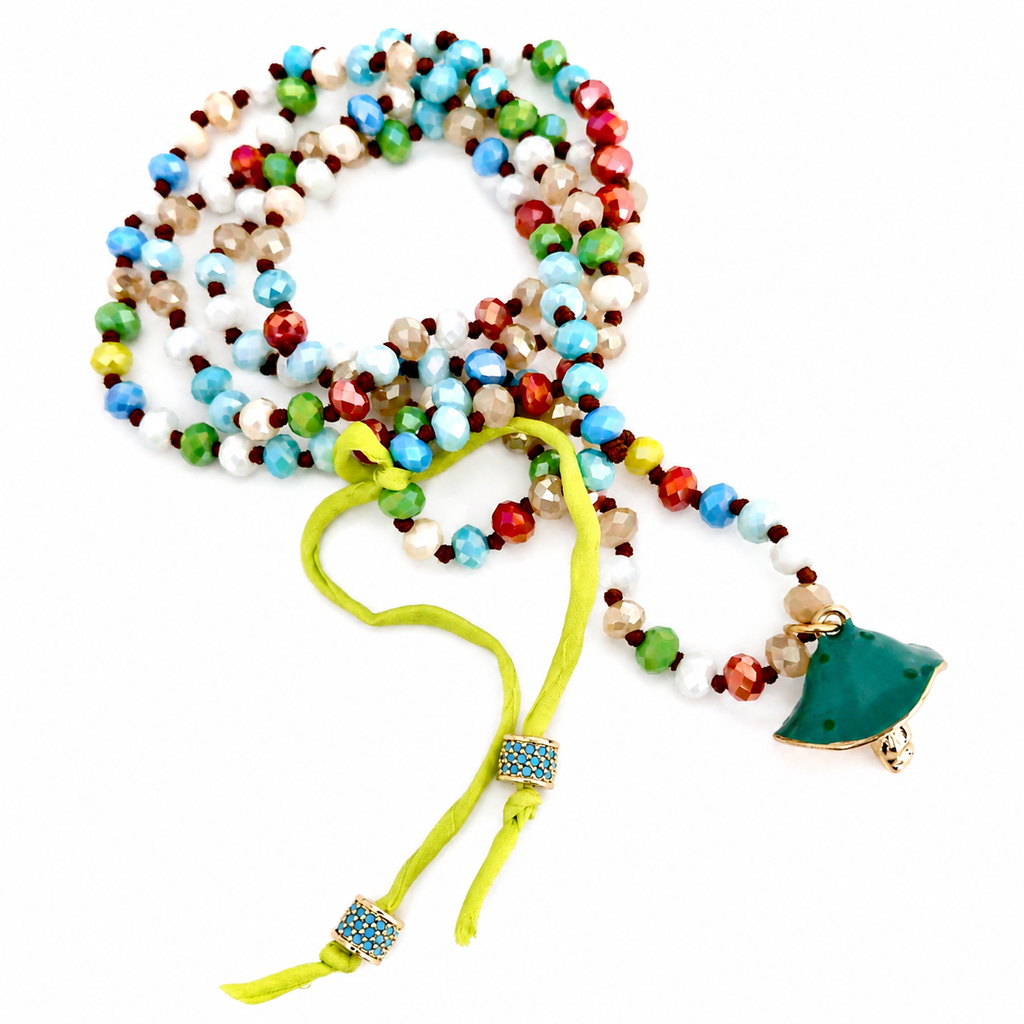 colorful gemstone mushroom necklace