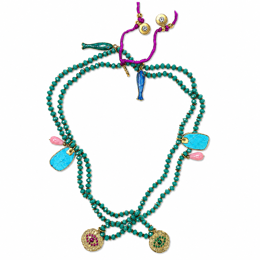 sparkling gems x charms necklace