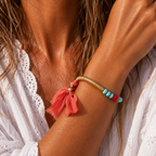 gold disc x turquoise bracelet