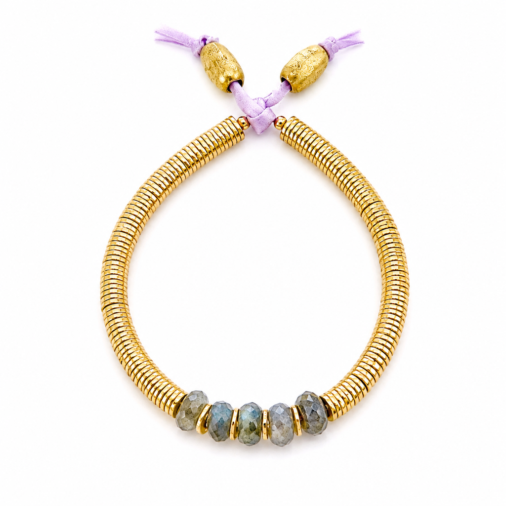 mystic x labradorite gold bracelet