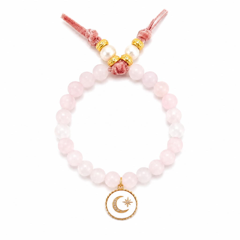 rose quartz x moon star bracelet