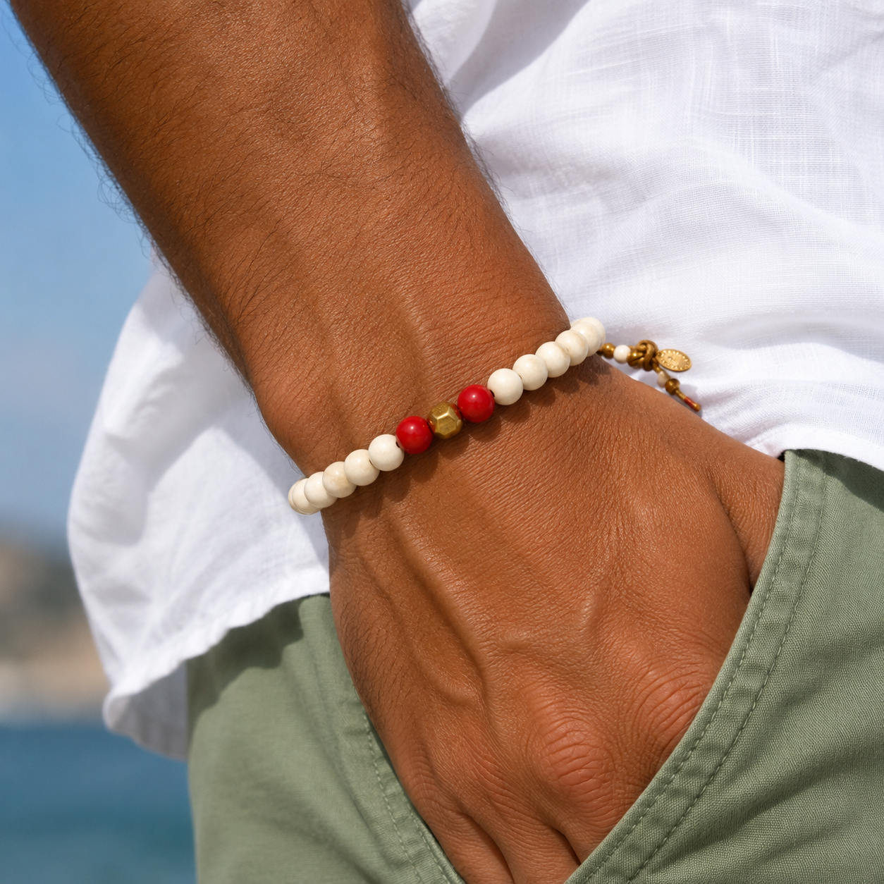bone x coral mens bracelet