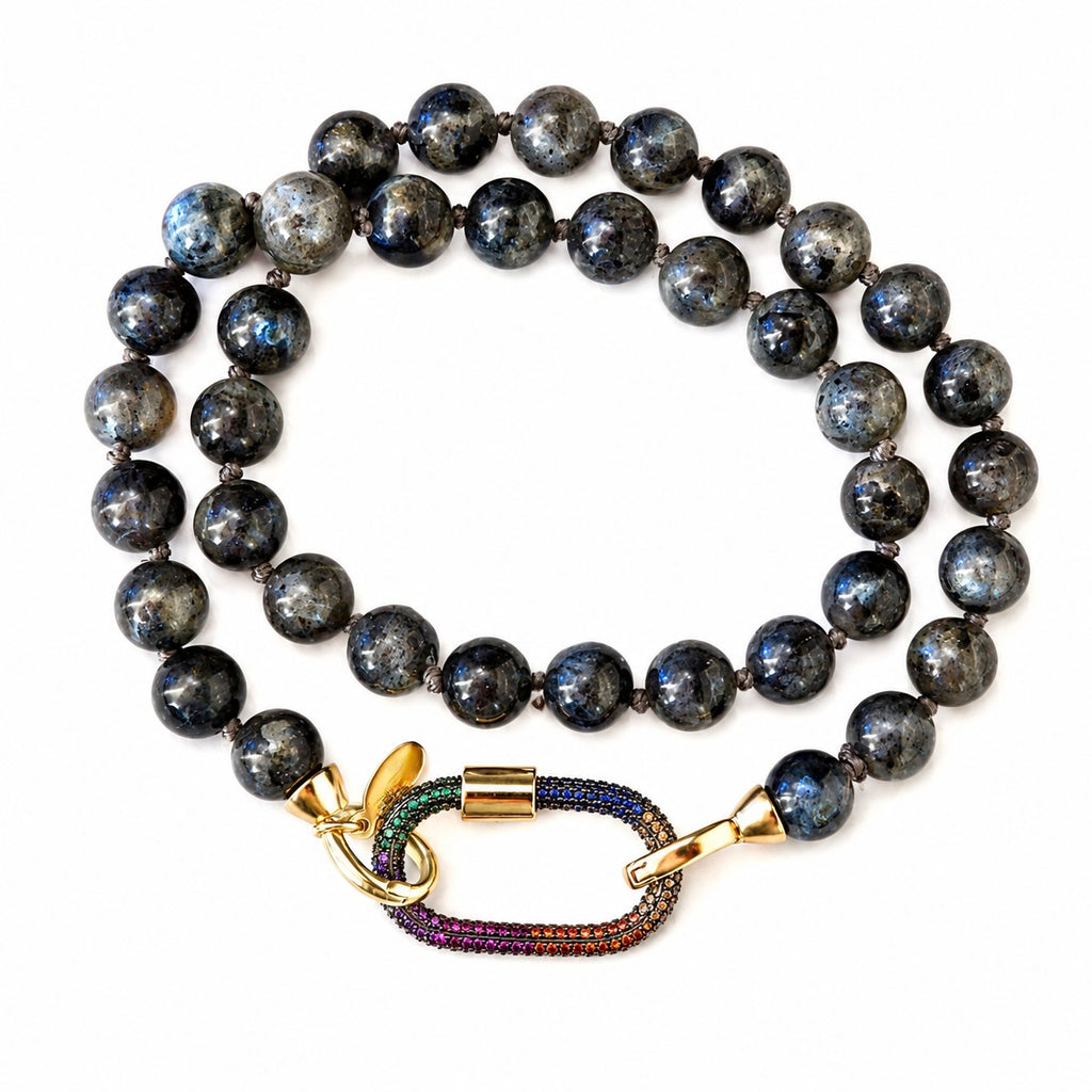labradorite rainbow clasp choker necklace
