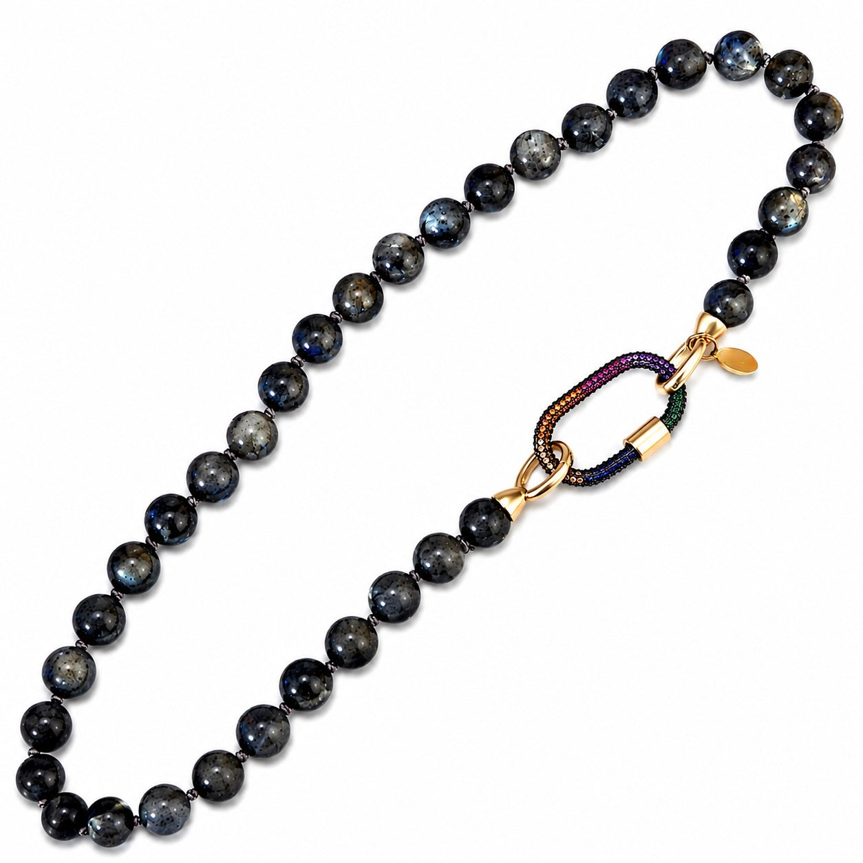 labradorite rainbow clasp choker necklace