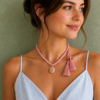 blush silk rope x gemstone necklace
