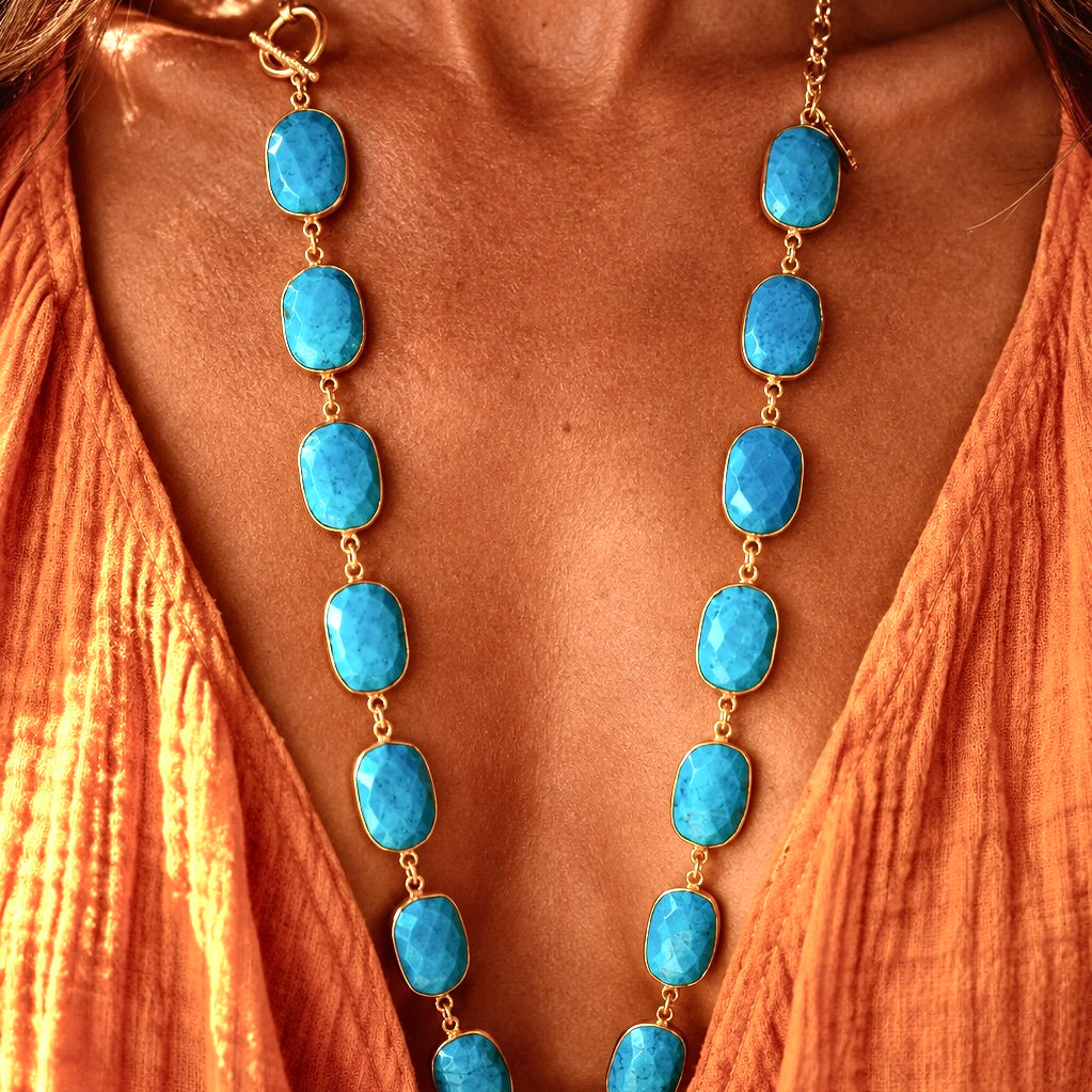 turquoise x toggle chain necklace