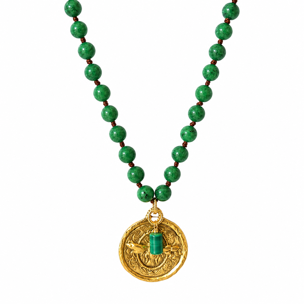 giant bee medallion x gemstones necklace