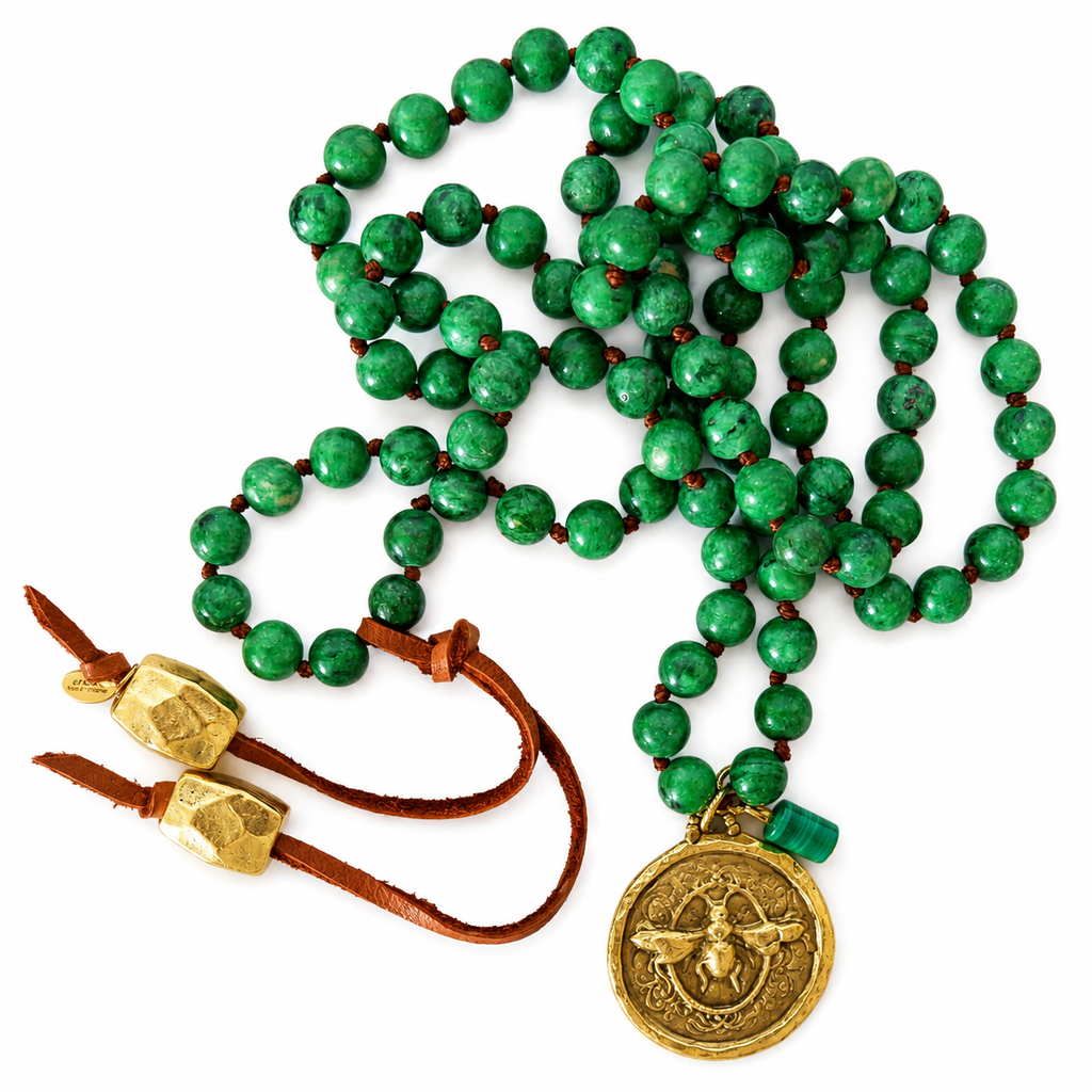 giant bee medallion x gemstones necklace